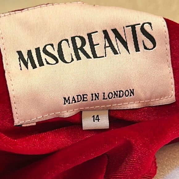 Miscreants Size UK 14 US 10 One Shoulder Velvet Mini Dress Red Cocktail Party - Picture 9 of 11